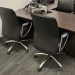 Black Leather Office Task Chair w/ Fixed Arms, Chrome Legs